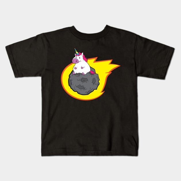 Asteroid Shirt | Unicorn Riding On Asteroid Gift Kids T-Shirt by Gawkclothing